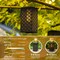 Set of 2 11"H Black Square Textured Glass Pattern Solar Powered Hanging Lantern with LED Light